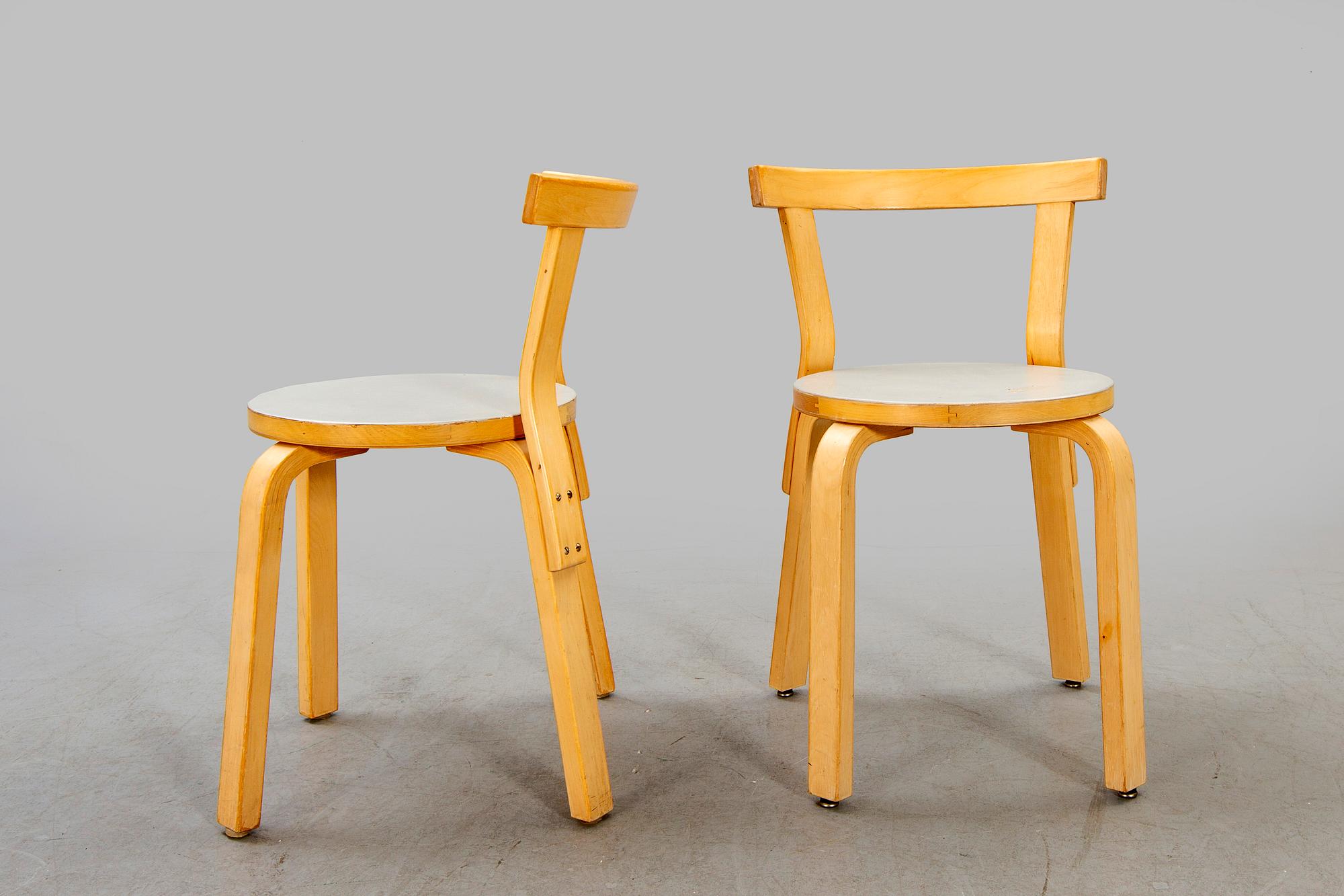 Alvar Aalto, chairs, 2 pcs, model 68, 1960s, Finland.