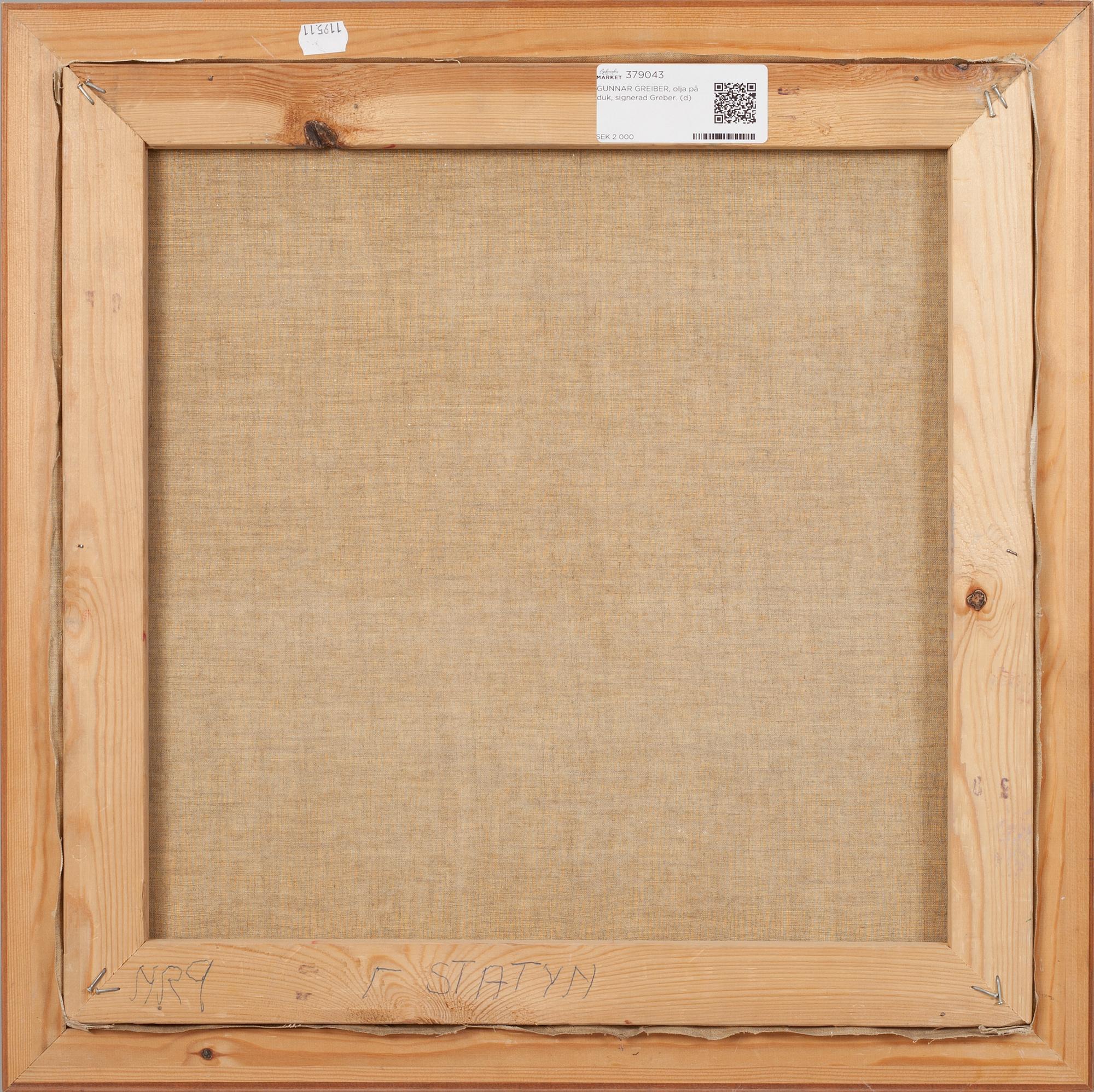 GUNNAR GREIBER, olja på duk, signerad Greber.