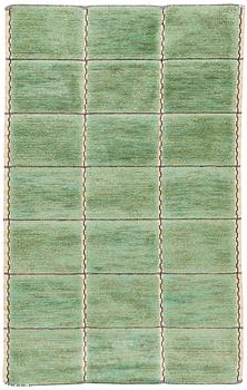 29. MATTA. "Rutig grön halvflossa". 194,5 x 122 cm. Reliefflossa. Signerad AB MMF (AB Märta Måås-Fjetterström).