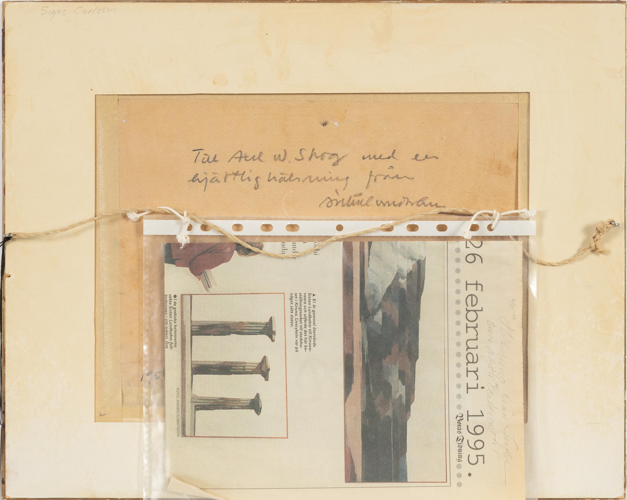 Sixten Lundbohm, mixed media on paper-panel, signed.