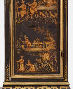 A George II japanned musical longcase clock by William Barrow (watchmaker in London 1700-36).