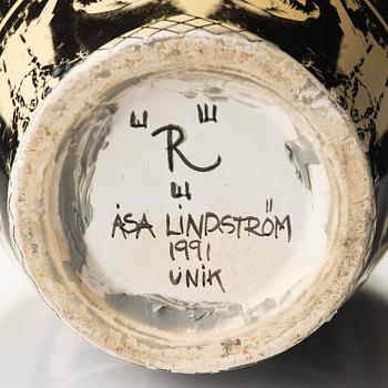 Åsa Lindström, a unique ceramic floor vase, Rörstrand, 1991.