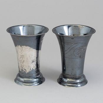 A pair of Swedish 19th century silver beakers, mark of CG Högstedt, Kalmar 1823.