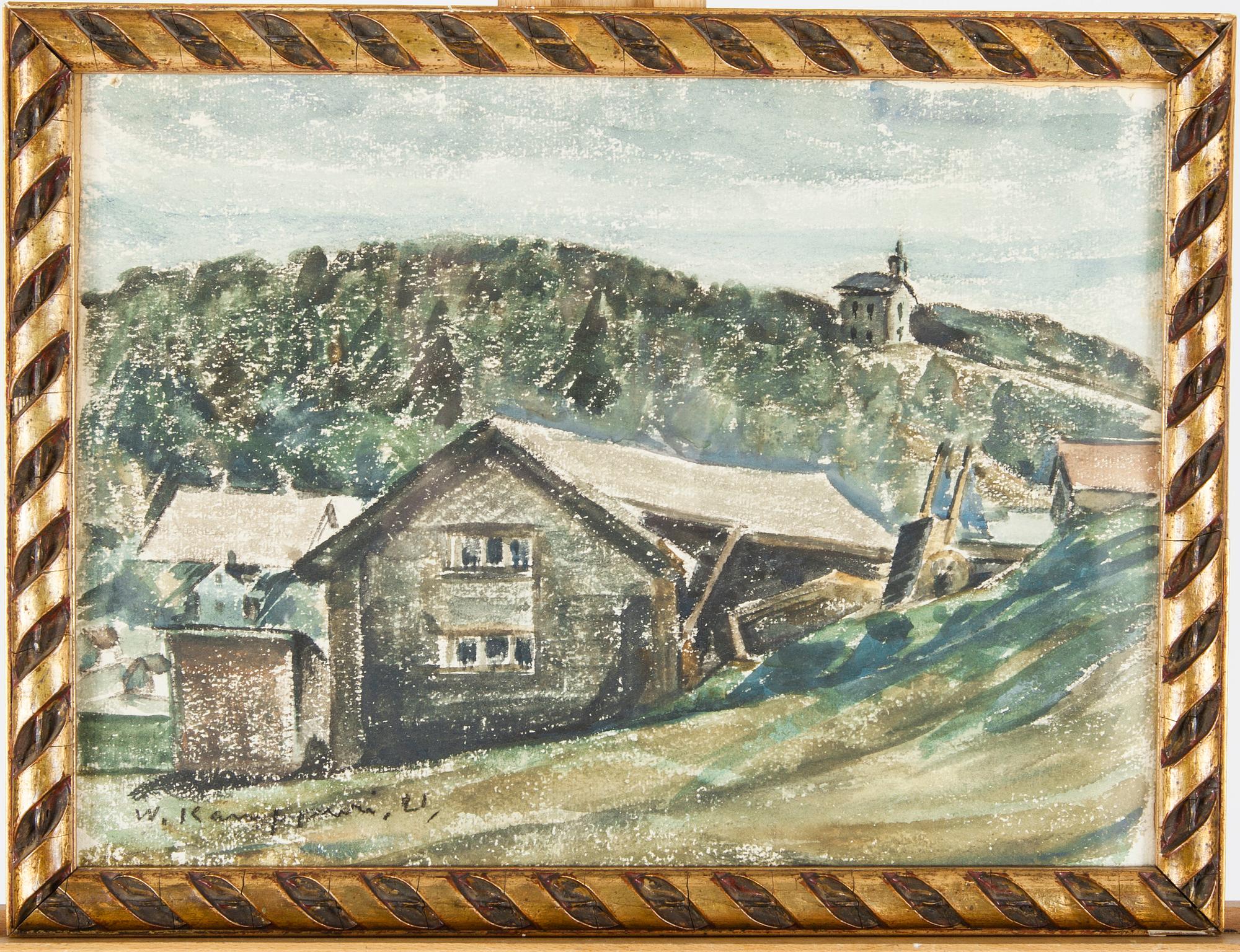 VÄINÖ KAMPPURI, akvarell, signerad och daterad -21.