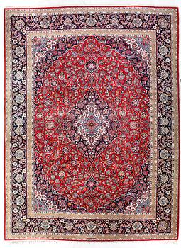 Keshan semi-antique rug, approximately 388x311 cm.