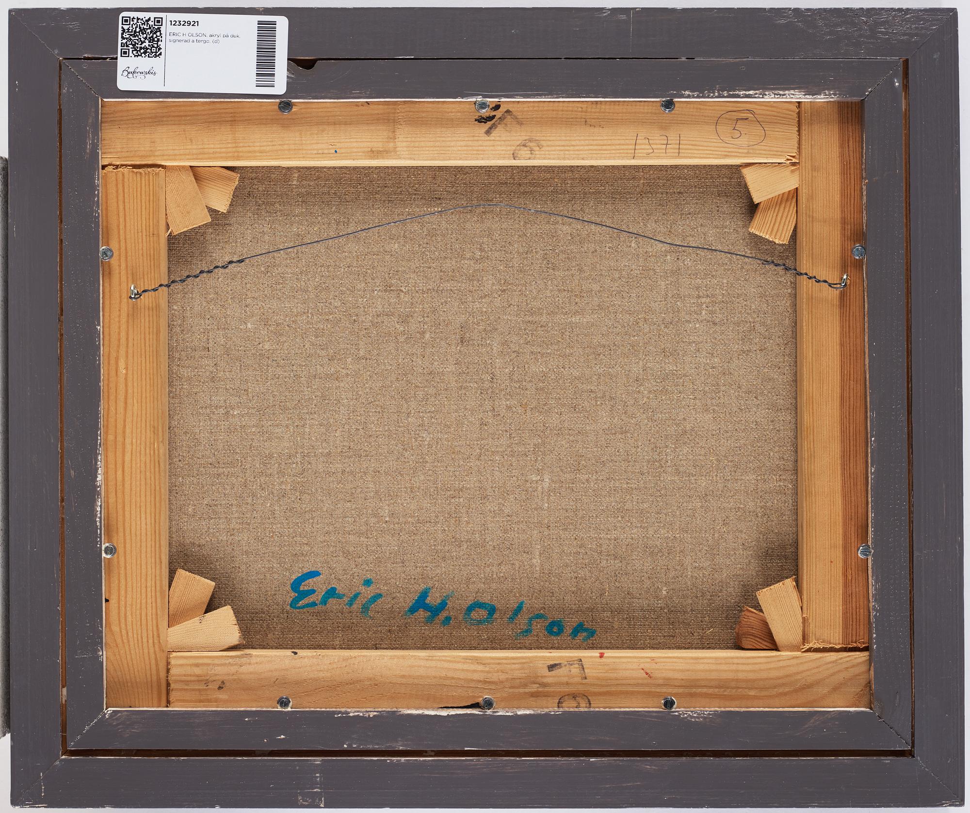 ERIC H OLSON, acrylic on canvas, signed verso.