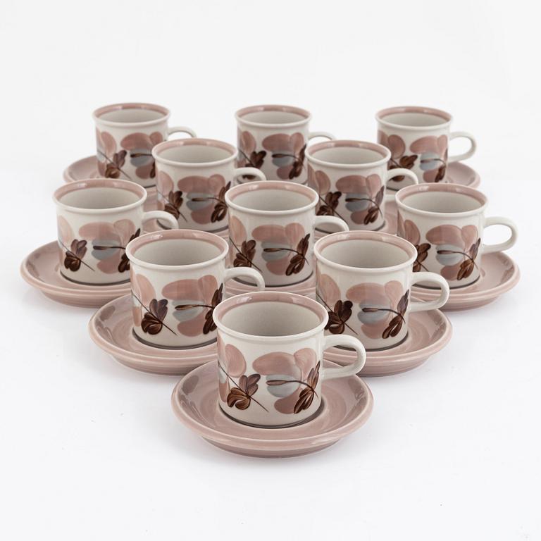 Ulla Procopé, coffee cups with saucers, 11 pcs, "Koralli", Arabia, Finland.