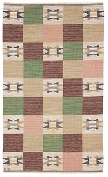 524. CARPET. "Rutmattan". Flat weave. 253 x 151,5 cm. Signed MMF.