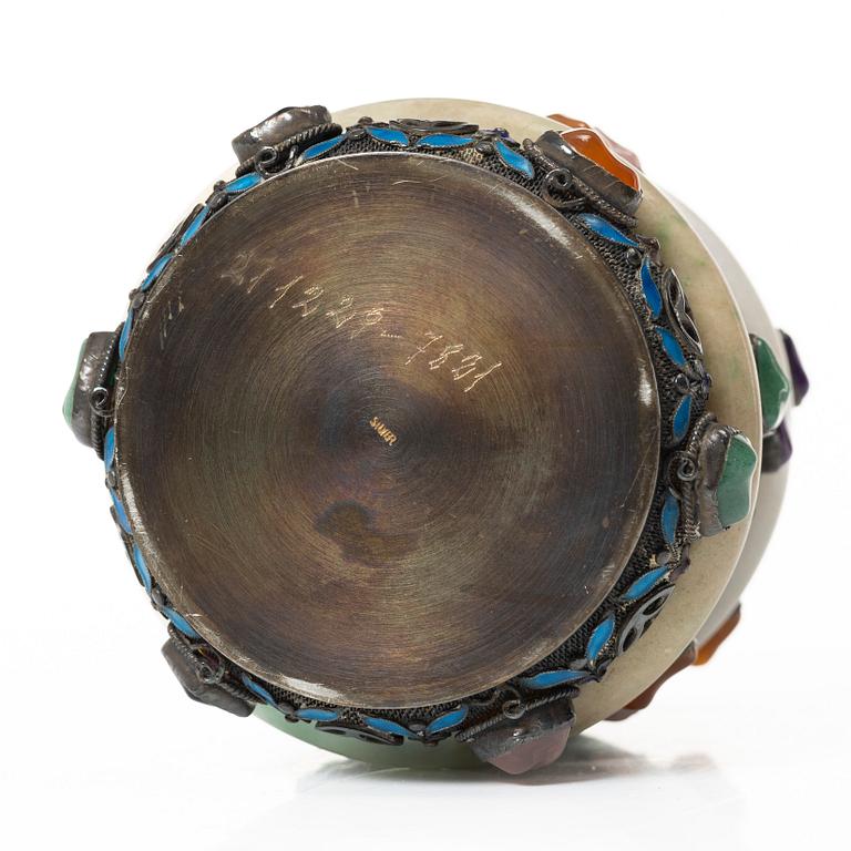 Three enamel and silver boxes, Tibet, first half of the 20th century.