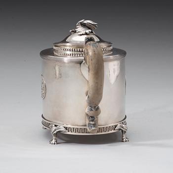 A Swedish 18th century silver tea-pot, marks of Gustaf Hamnqvist, Åmål 1798.