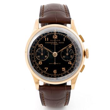 Aurora, "Chronographe Suisse Antimagnetic", armbandsur, kronograf, 37,5 mm.