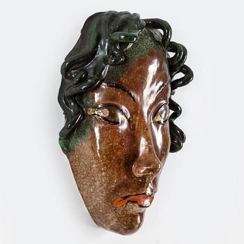 ALLAN EBELING, an earthenware decorative mask from Torshälla, signed.