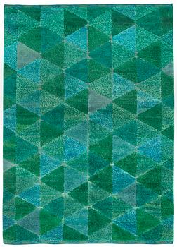 934. RUG. Knotted pile in relief (Reliefflossa). 232 x 164,5 cm. Designed by Ingrid Hellman-Knafve.