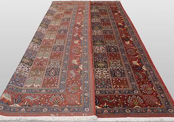A Moud part silk carpet, 354 x 252 cm.