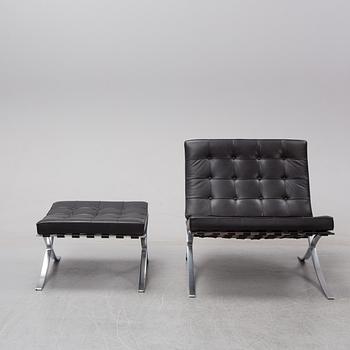 Ludwig Mies van de Rohe, fåtölj med fotpall, "Barcelona", Knoll.