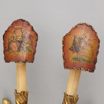 APPLIQUER, för ett ljus, ett par, mässing, Louis XV-stil 1900-tal.