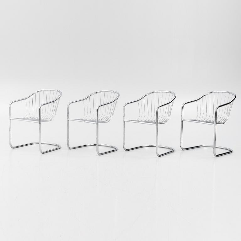 A set of four Italian chrome chairs, late 20th century.