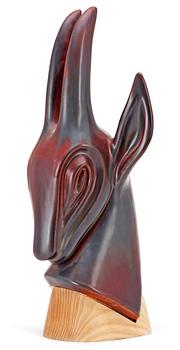 407. A Gunnar Nylund stoneware figure of a gazelle's head, Rörstrand.