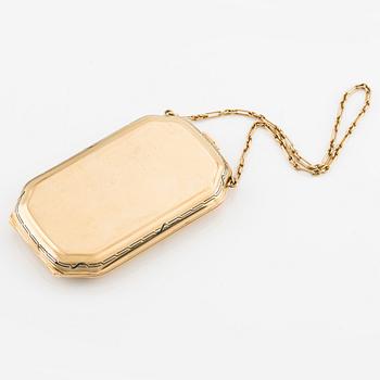 W.A. Bolin, aftonväska, "Minaudière", guld 18K och emalj, Stockholm 1920.