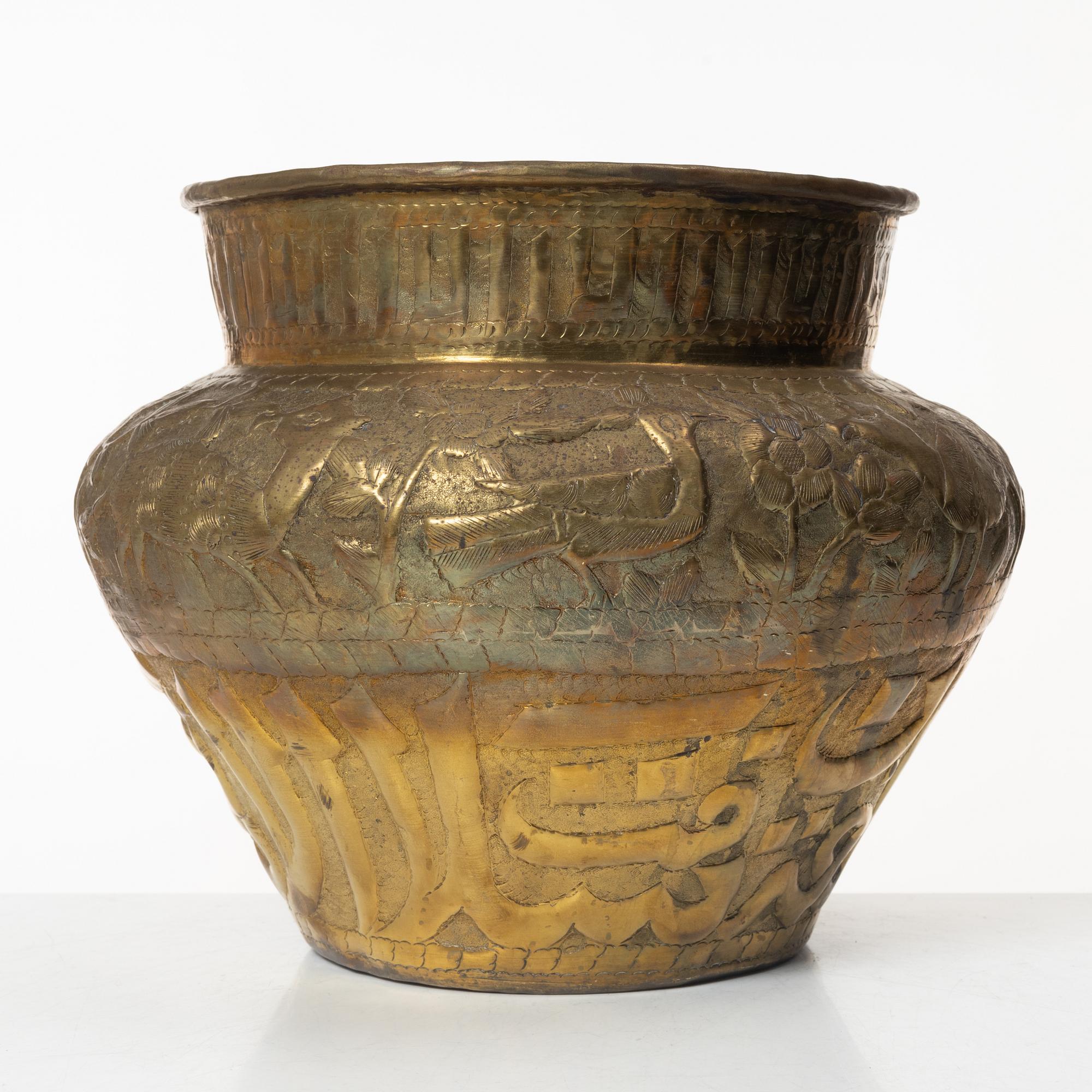 Two brass egyptian revival vessels, early 20th century.