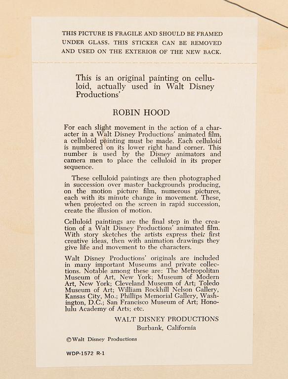 Filmcell från filmen "Robin Hood", Walt Disney.