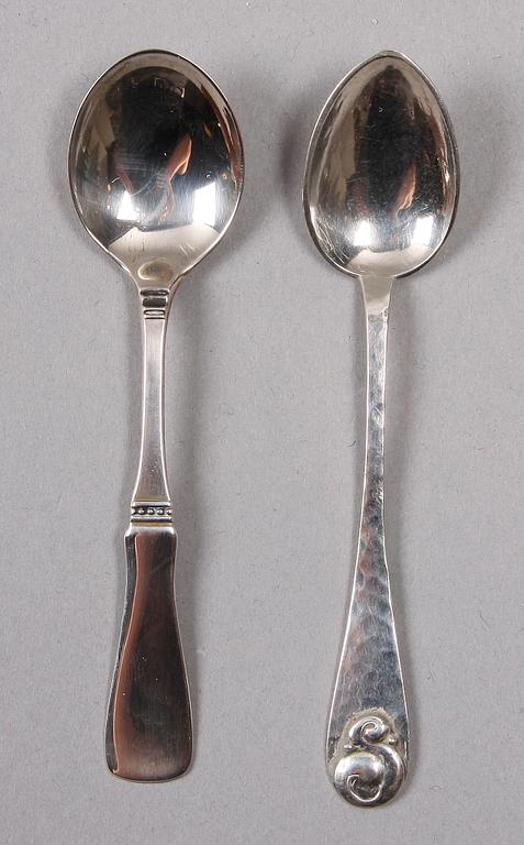 KAFFESKEDAR 6 + 12 st, silver, MGAB, Lidköping, 1964 samt importstämplar, 1921.