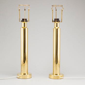 A pair of brass table lights, 1960's.