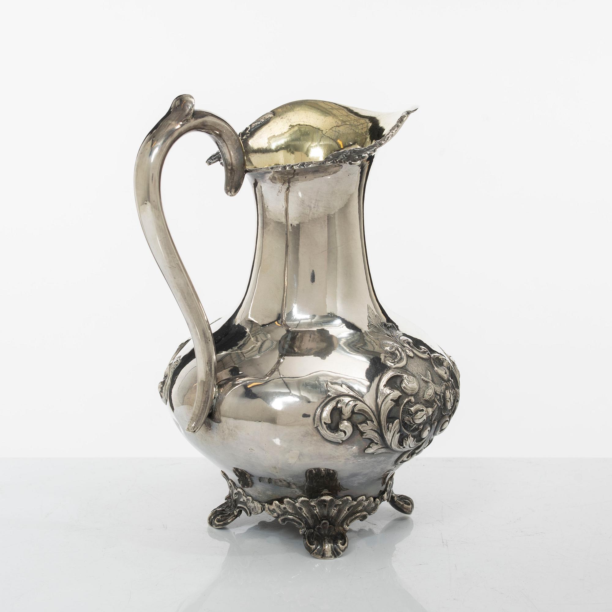 Jug, neo-Rococo, silver, Johan Teodor Palmgren Norrköping  1869.