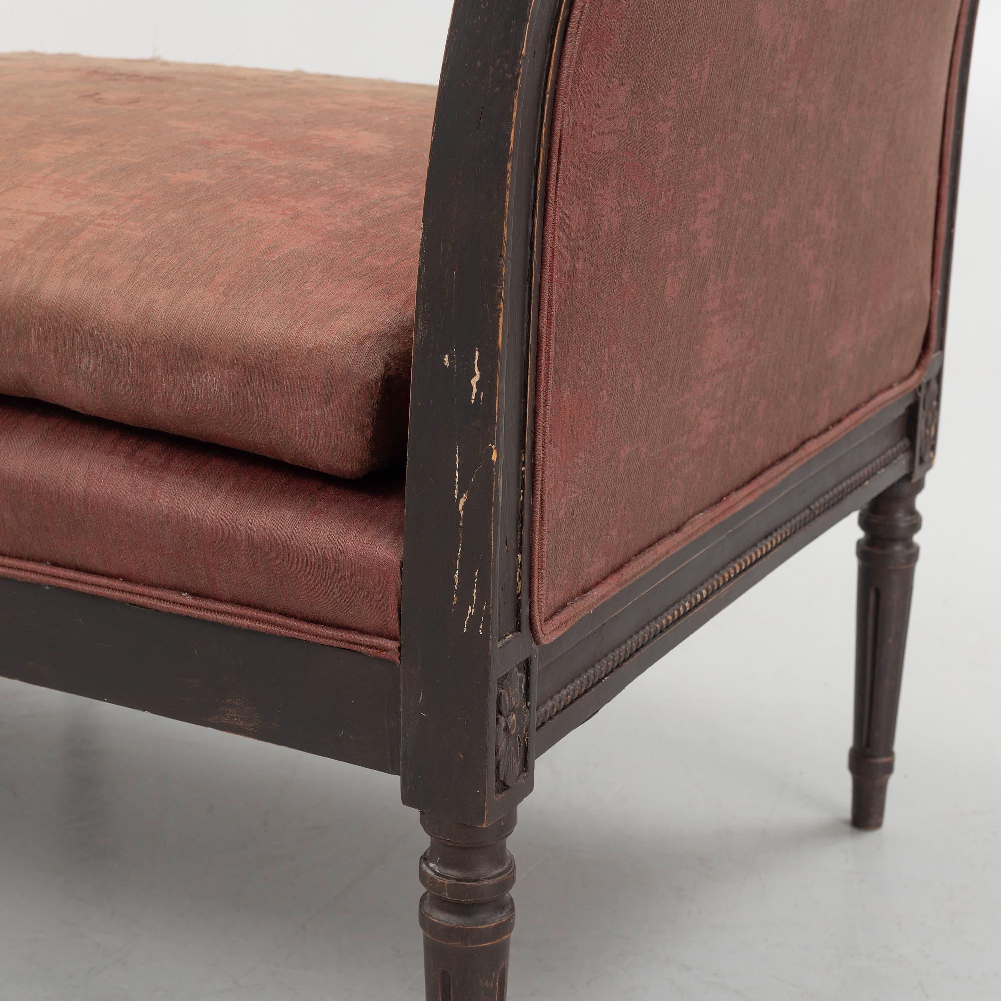 Bankettsoffa, gustaviansk stil, omkring 1900.