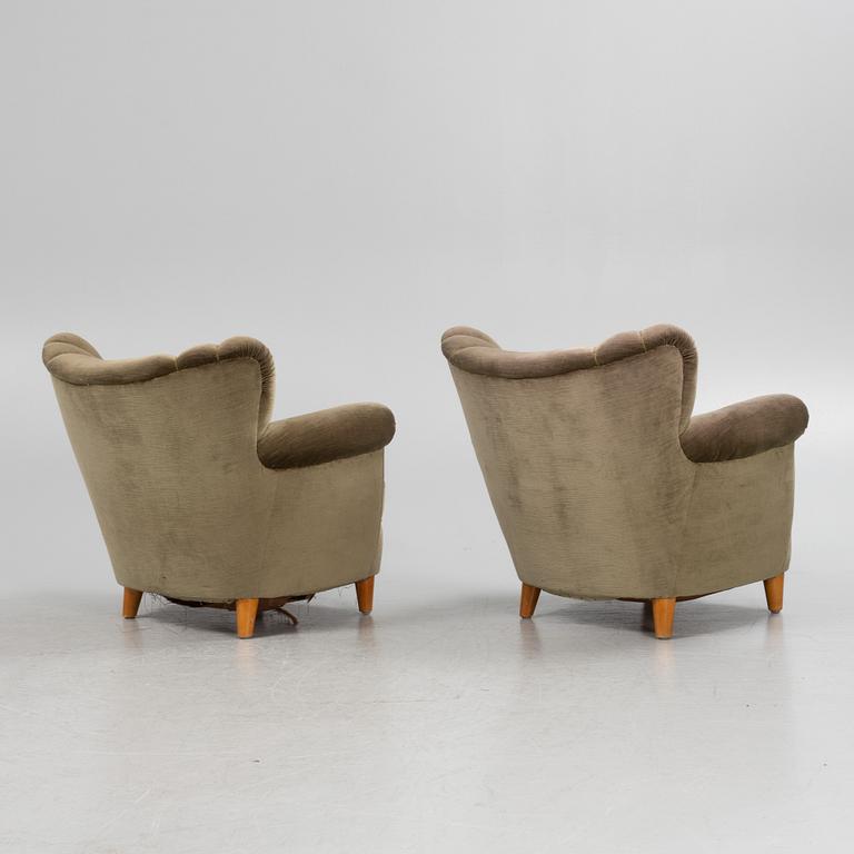 A pair of easy chairs, 1940s.