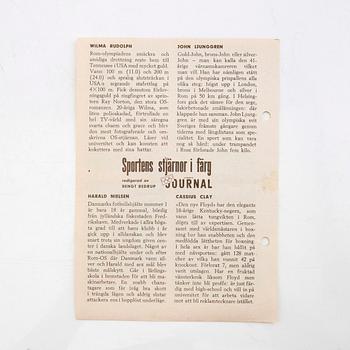 Idolkort, "Sportens stjärnor", bl a Cassius Clay, Nacka Skoglund mfl Hemmets Journal, 1960-tal.