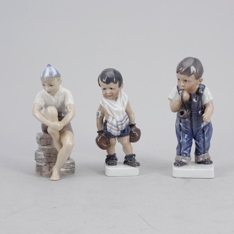 FIGURINER, 3 st, porslin, Dahl Jensen, Dankmark.