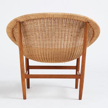 Nanna Ditzel, a teak and rattan easy chair, Ludvig Pontoppidan, Denmark 1950s.