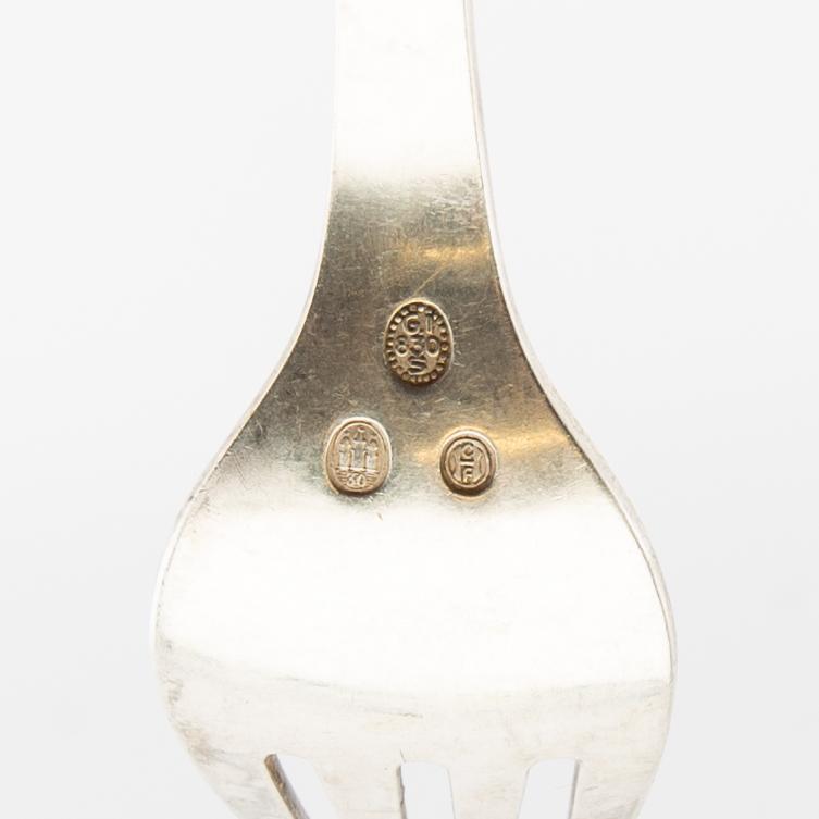 Georg Jensen, Cutlery approx. 61 dlr "Lily of the Valley" silver Copenhagen 1920s.