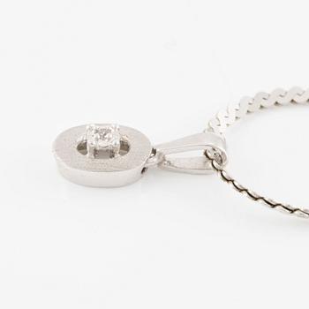 Pendant, 18K white gold with small diamond, with chain 18K white gold.