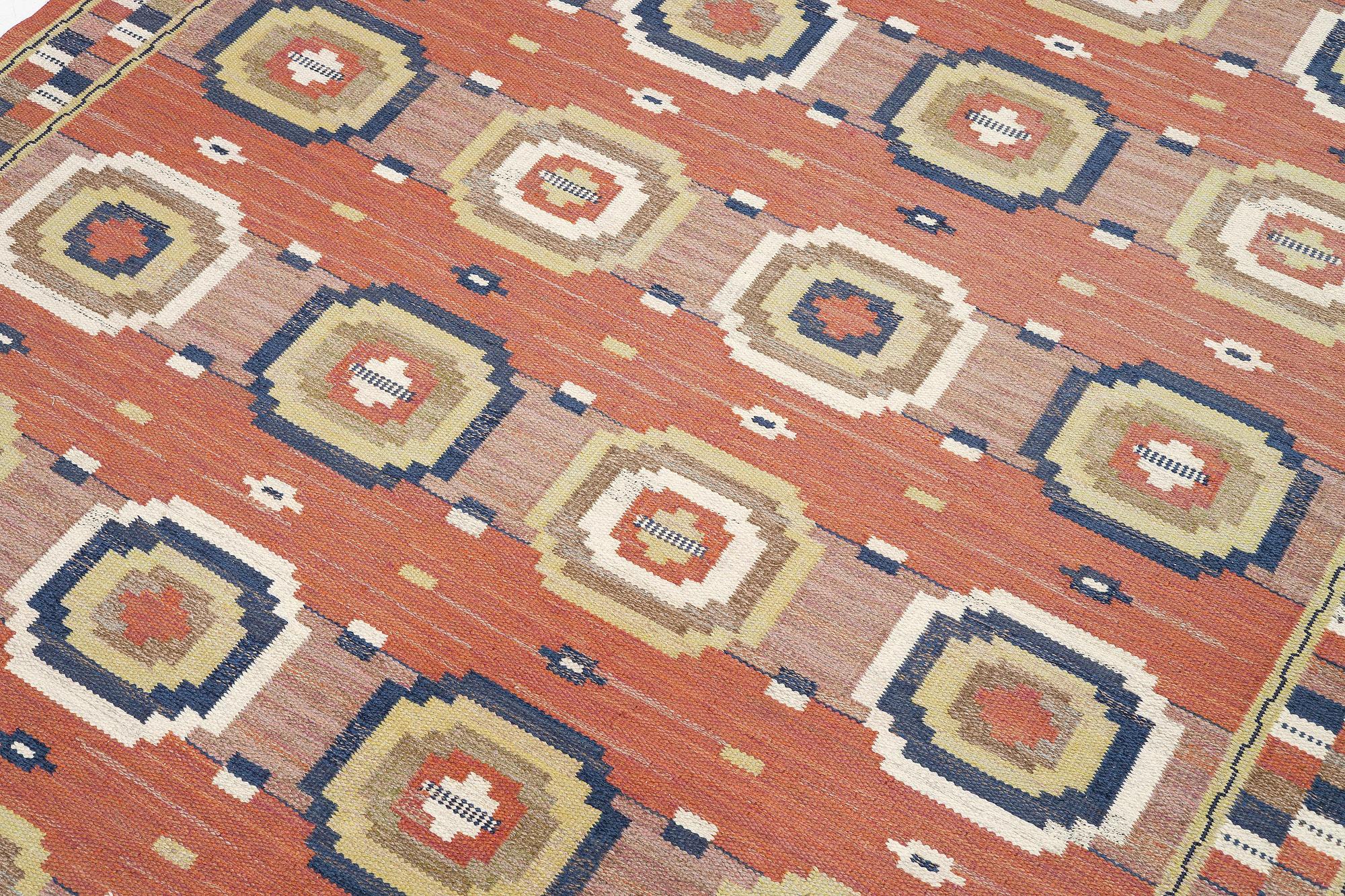 Märta Måås-Fjetterström, a 'Röda Åttan', flat weave, c. 285 x 215 cm, signed AB MMF.