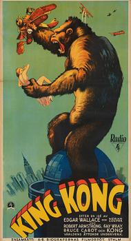 908. MOVIE POSTER, "King Kong", J Olséns Litografiska Anstalt, Stockholm, 1933.