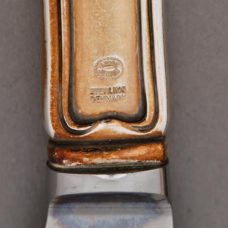 BESTICKUPPSÄTTNING, 30 delar, silver, "Old Danish/Dobbeltriflet", Georg Jensen, Köpenhamn 1945-77. Totalvik ca 1560 gr.