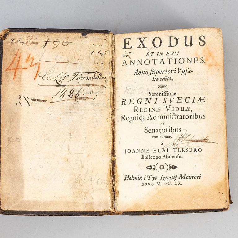 Johannes Elai Terserus:
Exodus et in eam annotationes...Stockholm, Meurer, 1660.