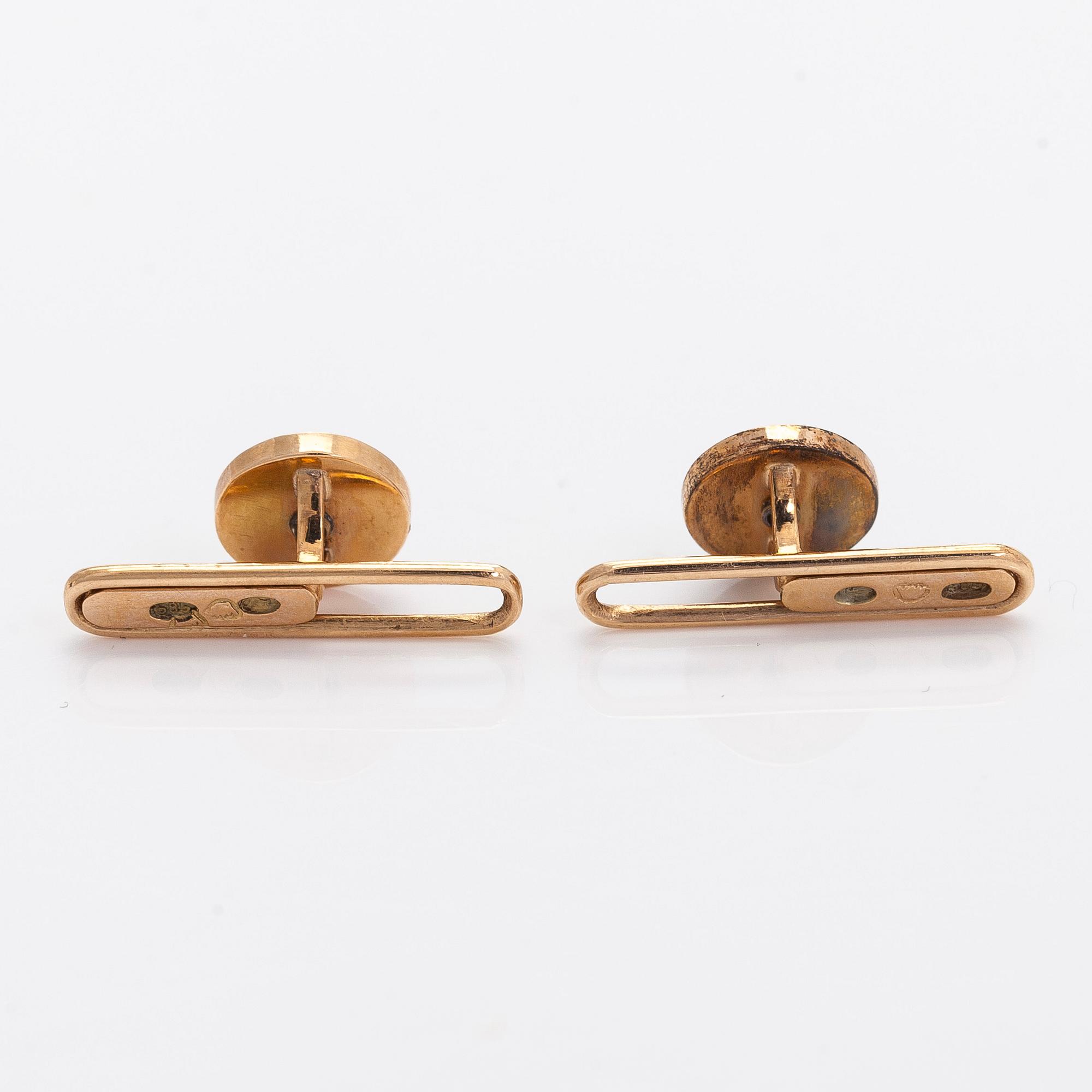 Dress buttons, 14K gold, mother-of-pearl, Suomen Kultasepät.