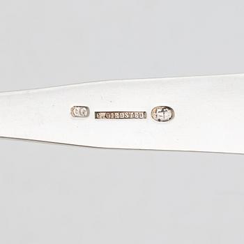 Chresten Giedsted (1802-1875), skedar, 6 st, silver, Randers, Danmark.