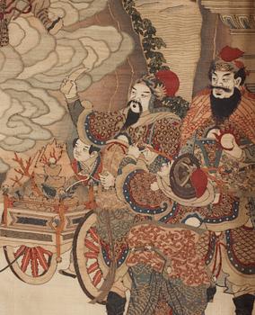 A kesi silk 'Immortals' panel, Qing dynasty, 19th 
century.