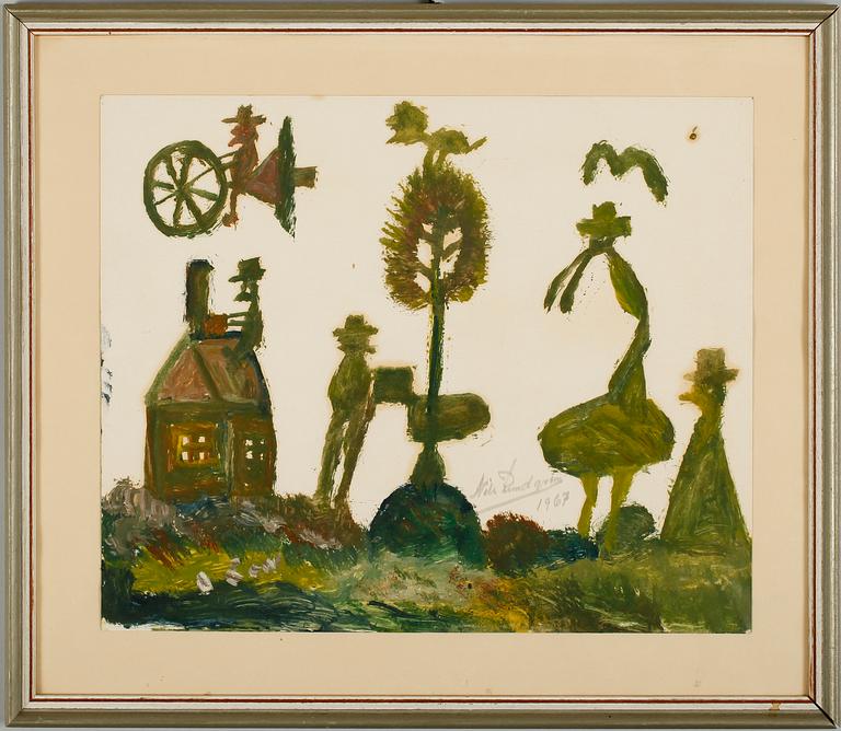 NILS "BJÖRNJÄGARN" RUNDGREN, gouache, sign och dat 1967.