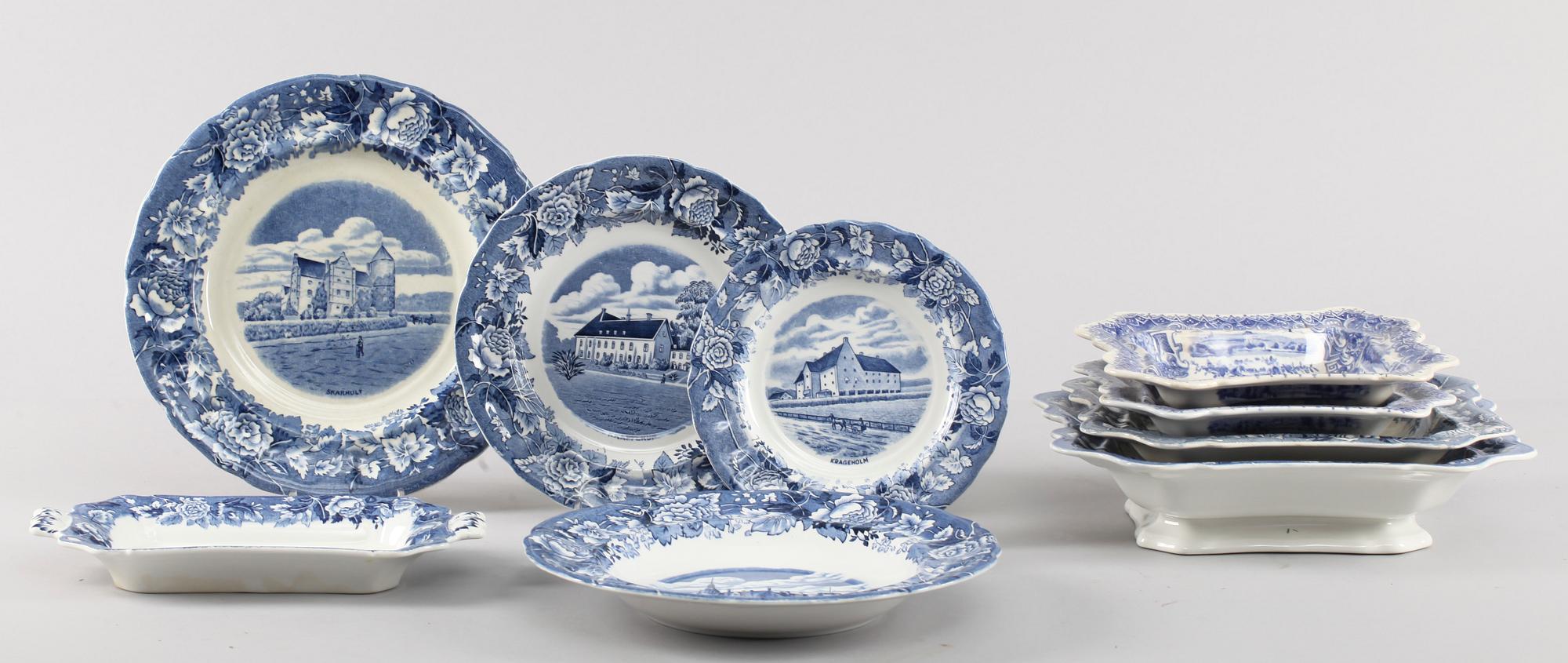 SERVISDELAR, ca 50 delar, flintgods. "Skåne" mm, Rörstrand.