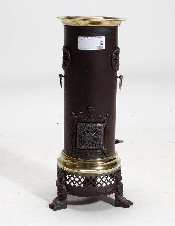 KAMIN, järn och mässing, tidigt 1900-tal.