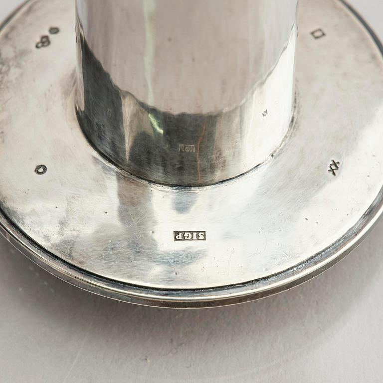 A pair of Swedish sterling silver candlesticks, marks of Sigurd Persson, Stockholm 1959.