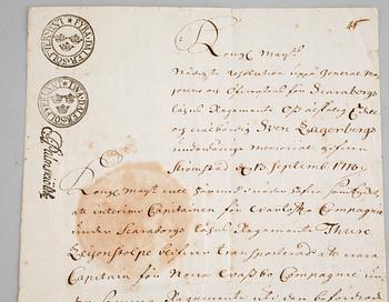 A letter from the swedish king Karl XII, signed Carolus and dated 1718.