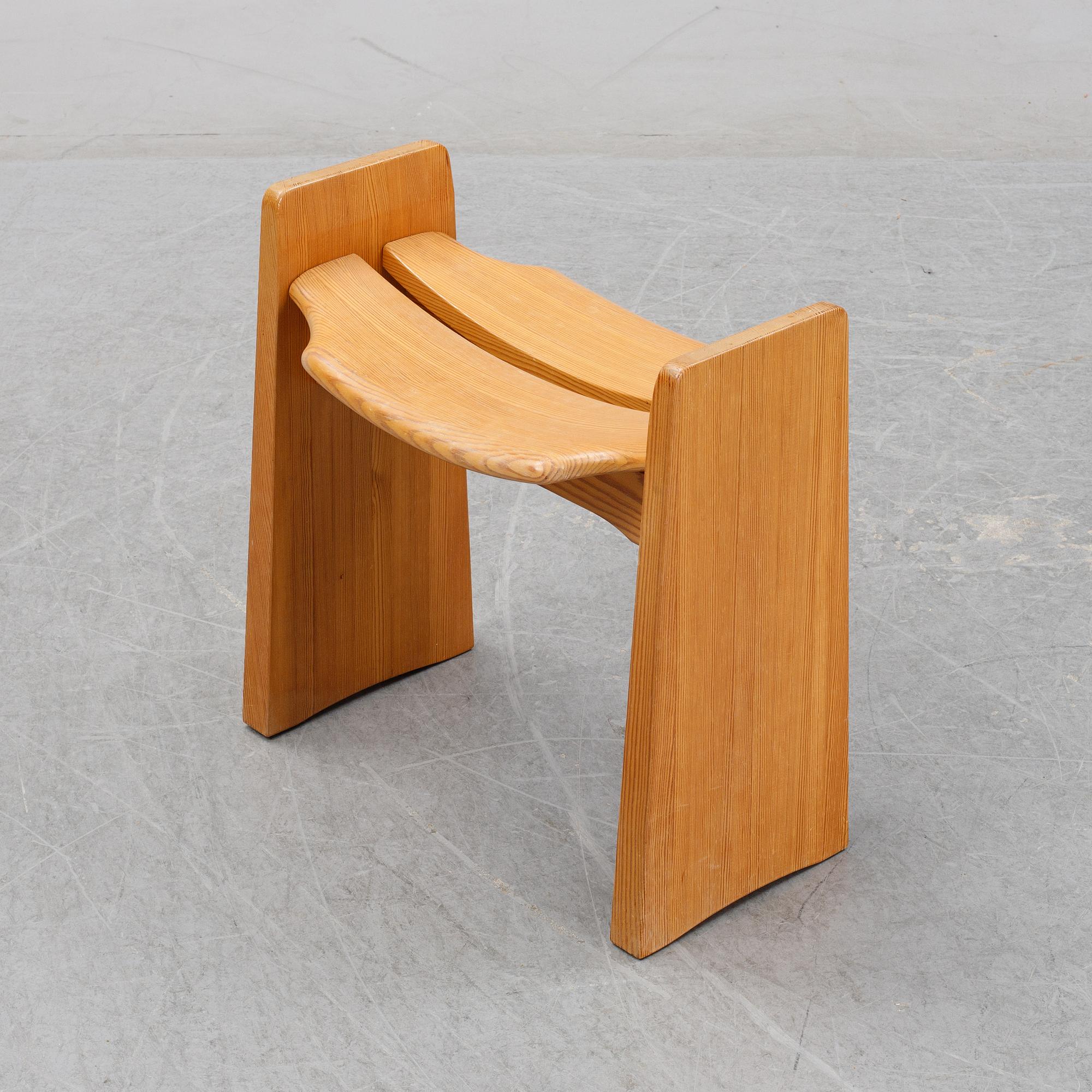 Gilbert Marklund, a 'Jonte' pine stool, designed 1969.