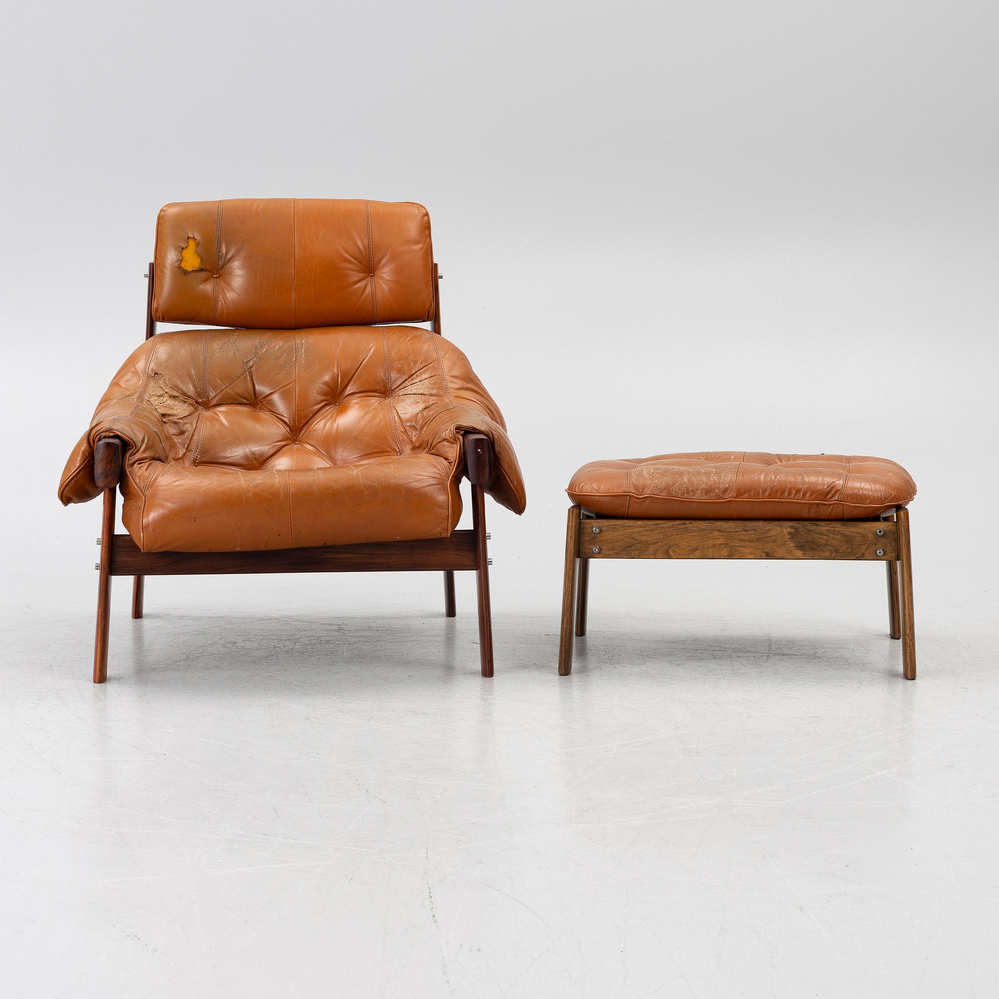 Percival Lafer, armchair with footstool, Lafer MP, Brazil, 1960s/70s.