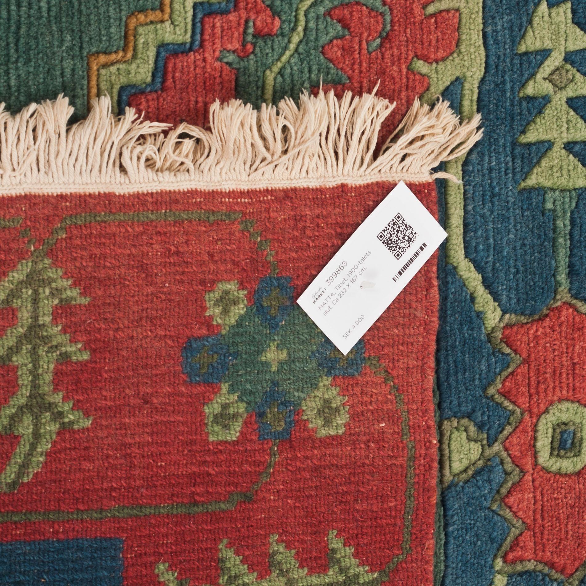 MATTA, Tibet, 1900-talets slut. Ca 232 X 167 cm.